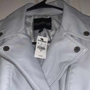 Light gray pleather moto